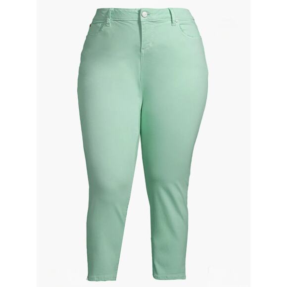 SLINK Jeans Crop Skinny Womens Sz 16 Plus Mint Green Distressed Stretch Ankle - Picture 6 of 15